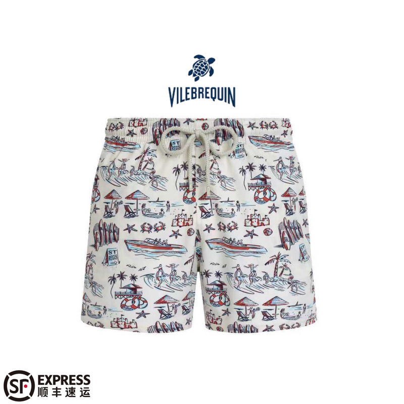 Vilebrequin Men's Beach Shorts Reggi Collaboration Van Bokun Turtle Lining Shorts Seaside Vacation Swim Trunks Vilebrequin Men's Beach Shorts Reggi Collaboration Van Bokun Turtle Lining Shorts Seaside Vacation Swim Trunks