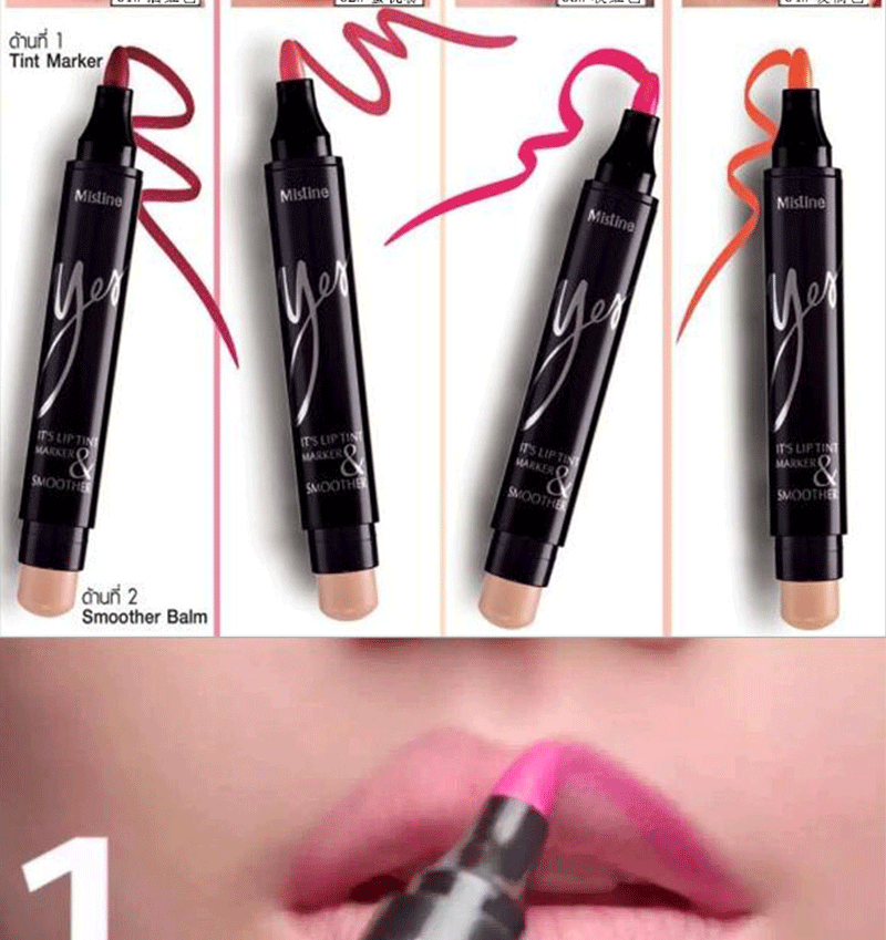 Bi-a chị Thái Lan xác thực có sương mù Variety Marker Đôi đầu nhuộm môi bút không dính không tẩy - Bút chì môi / môi lót hộp son bút chì 3ce	