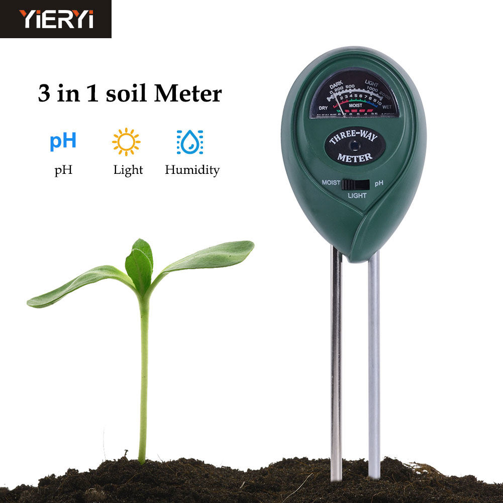 Soil detector three-in-one hygrometer round head gardening flower and grass plant hygrometer acid pH level ph value light illuminance
