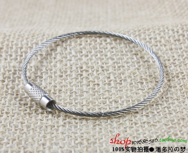 Steel wire rope key ring steel wire rope key chain Men's steel wire rope key buckle