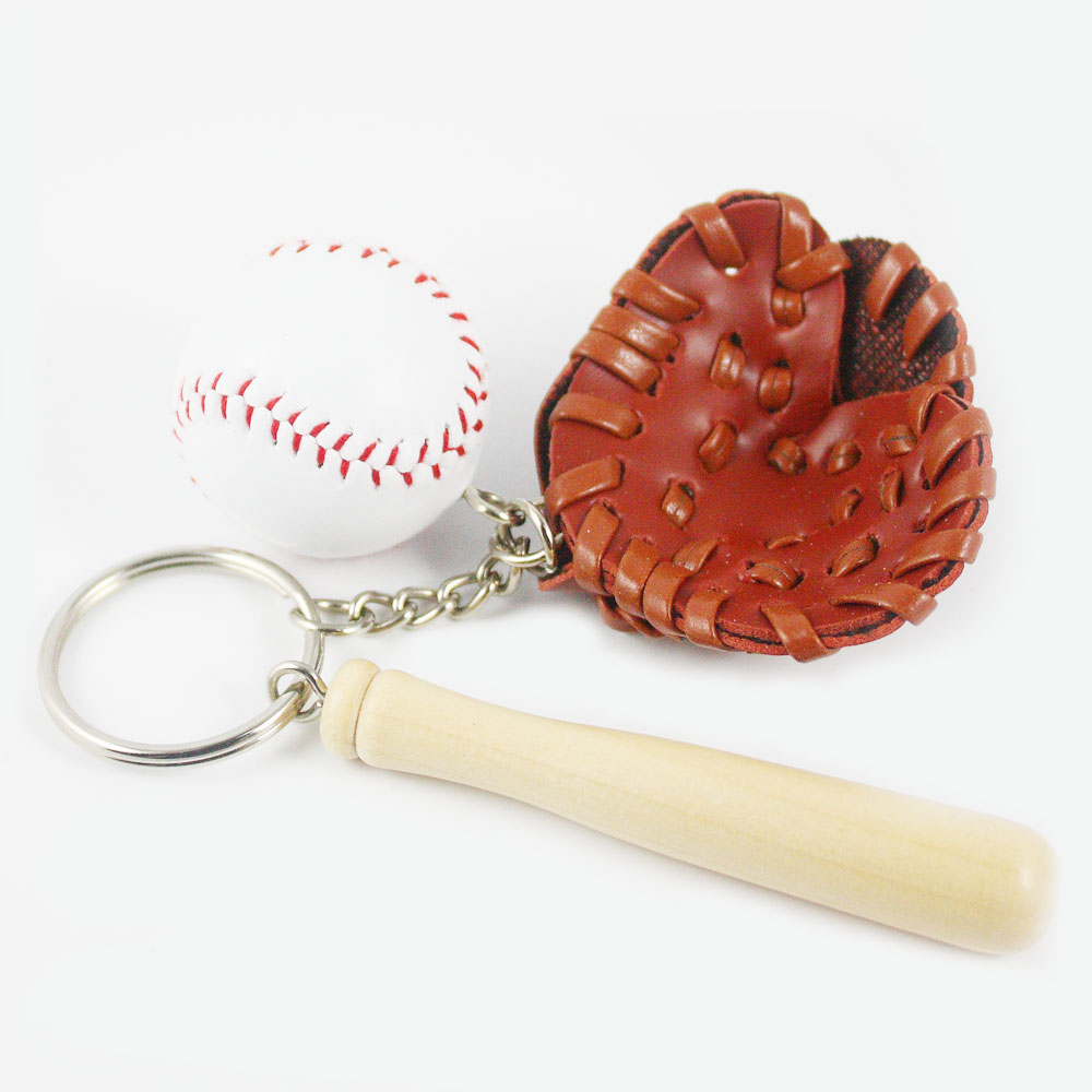 Small baseball model Three sets of suit Ball Gloves Key Clasp Pendant Sports Memorabilia Competition Gift