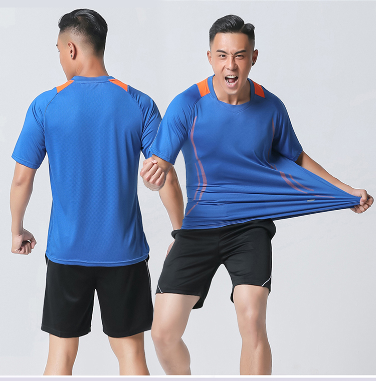 Thể thao mùa hè phù hợp với khí bóng chuyền quần áo nam giới và phụ nữ cạnh tranh đào tạo đội ngũ quần áo vòng cổ ngắn tay nhóm áo sơ mi có thể được tùy chỉnh 	bộ quần áo bóng chuyền nữ	