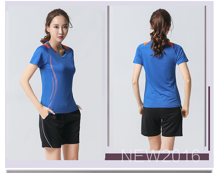 Thể thao mùa hè phù hợp với khí bóng chuyền quần áo nam giới và phụ nữ cạnh tranh đào tạo đội ngũ quần áo vòng cổ ngắn tay nhóm áo sơ mi có thể được tùy chỉnh 	bộ quần áo bóng chuyền nữ	
