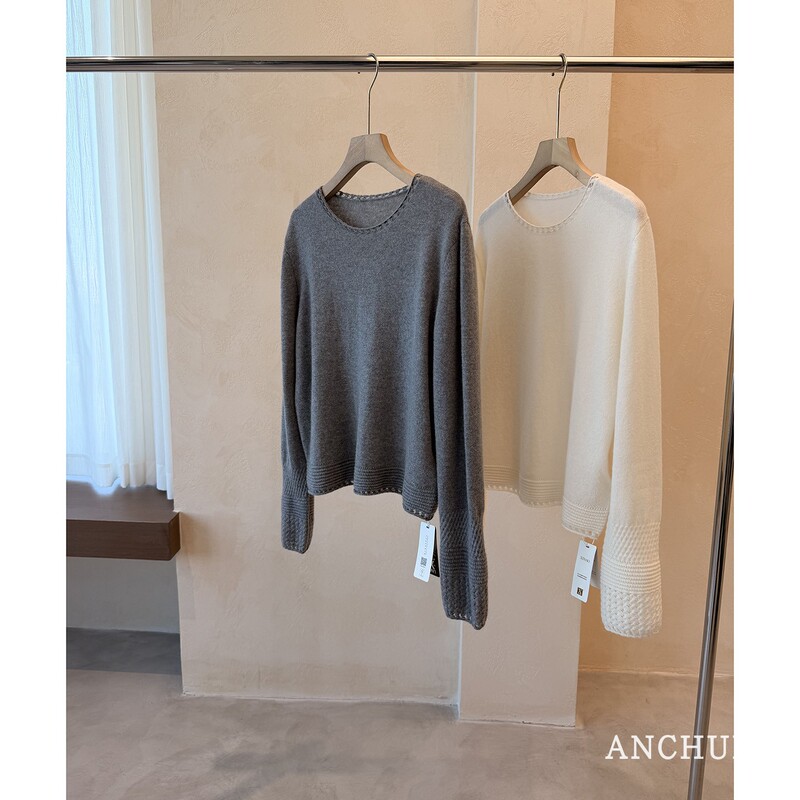 Anchudss Tail Stock Plus Order~ Limited Quantity, No Restock! New Aotian 100% Cashmere Round Neck Knit Sweater