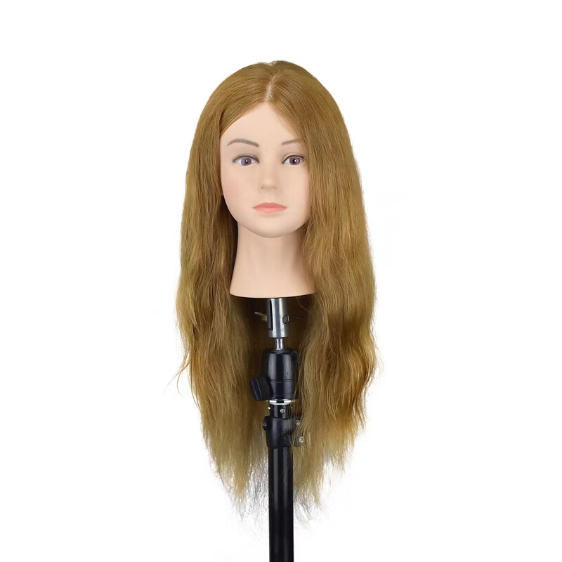 Mannequin Head 20inch Training Head with Real Human Hair Female Head Model for Hair Styling, Trimming, and Practice, Dummy Head, Fake Head, Mannequin