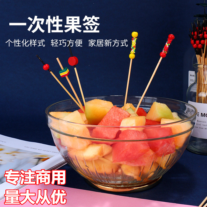 Disposable flower stick fruit stick bamboo stick fruit fork bar KTV cocktail fruit plate decorative toothpick fruit fork