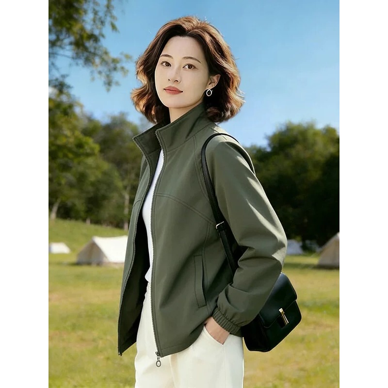 Fashionable Stand-Collar Trench Coat Short Jacket for Women, Spring 2026 New Style, Stylish, Slimming, Petite Casual Jacket Top, Trendy