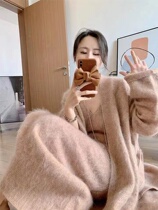 High-end maternity wear light luxury gentle style knitted dress for ladies new autumn and winter Korean style chic sweater suit