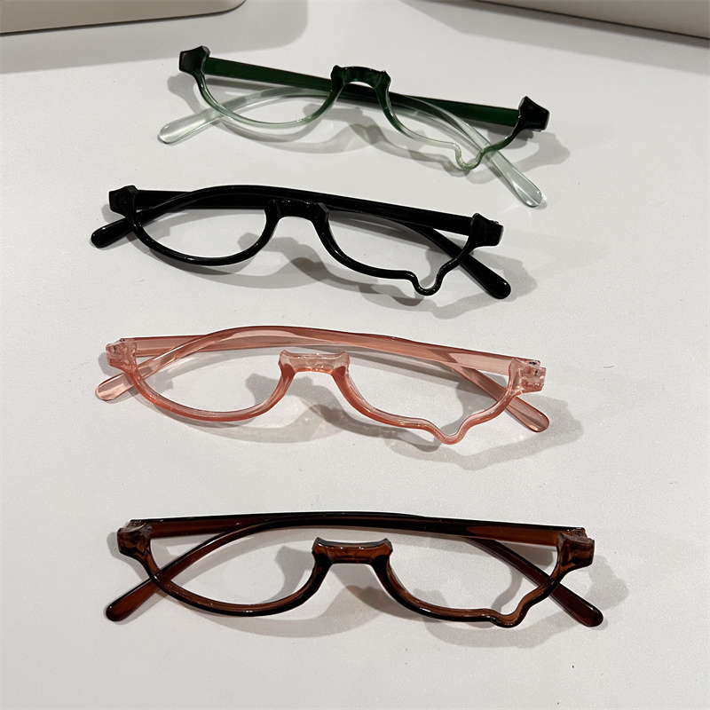 Cosplay Half-Frame Oval Glasses, Two-Dimensional Japanese Anime Style, Photo Shoot, Tear Drop Decoration Frame, No Makeup Photo