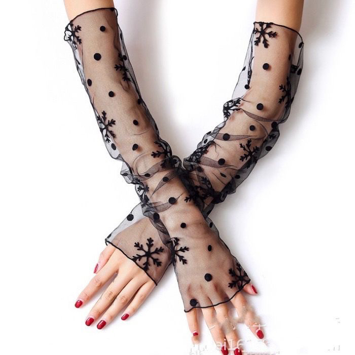 New Mesh Ice Sleeves for Women, Summer Lace Uv Protection Thin Long-Sleeve Cycling Gloves, Driving Sun Protection Sleeves
