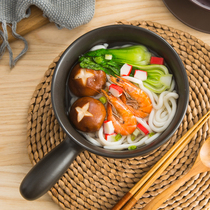 Nordic small casserole with high temperature resistant single handle ceramic casserole Breakfast pot Small stew pot Household gas stove open flame