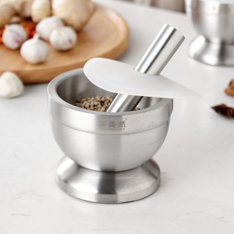 Domiran 304 stainless steel masher household grinding bowl smashing garlic jar pounding medicine garlic mortar mortar garlic mash