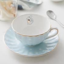 Nordic Polka dot English coffee cup Light luxury European flower tea cup Golden cup and saucer set Exquisite pink afternoon tea cup