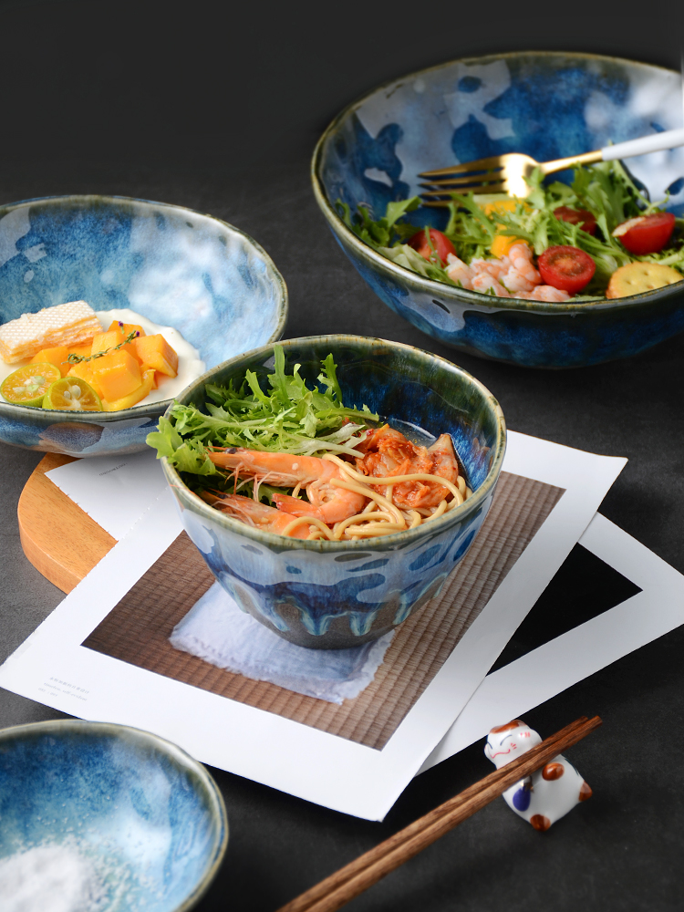Multi-beauty Creative Day Noodle Bowl Kiln Change Ceramic Fruit And Vegetable Salad Bowl Big soup Bowl Retro Sweet bowl Breakfast Bowl