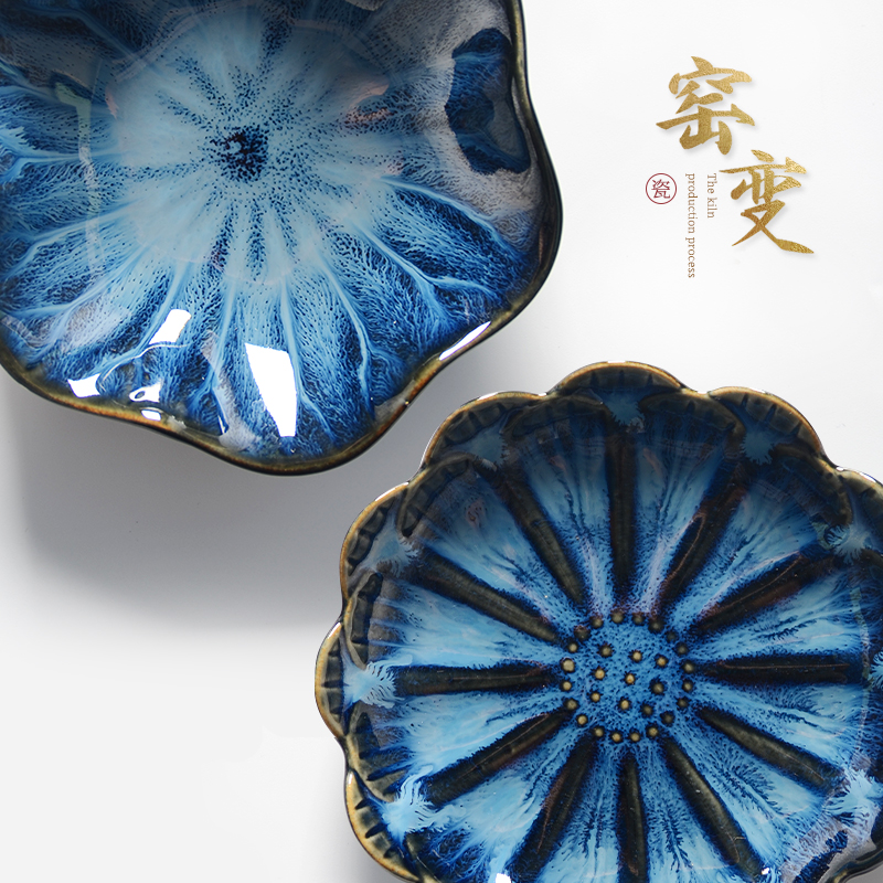 Multi-beautiful creative kiln change taste dish hotel hot pot household ceramic dip vinegar dish snack dish Japanese style