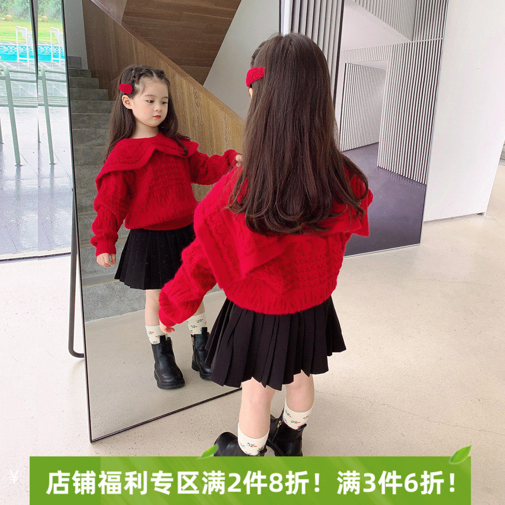 Girl's sweater 2021 Autumn loaded with new Korean version Children's spring and autumn The foreign pie is big and the sweetshirt blouse