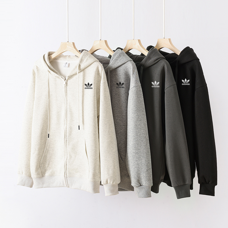 Sports Sweatshirt Cardigan with Hood for Men and Women, Heavyweight Loose Fit, Drop Shoulder, Pure Cotton Hoodie with Zipper, Trendy Brand for Young Students