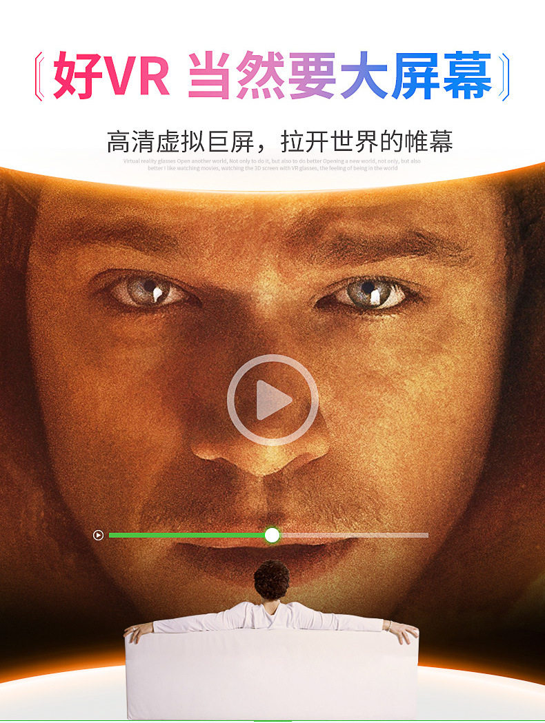 Умные очки 智能vr头盔可戴近视眼镜高清巨幕看3d电影玩游戏手柄遥控防蓝光v6 Vrpark