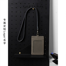 Original light luxury environmental protection leather texture neck rope work tag custom logo name company door card set