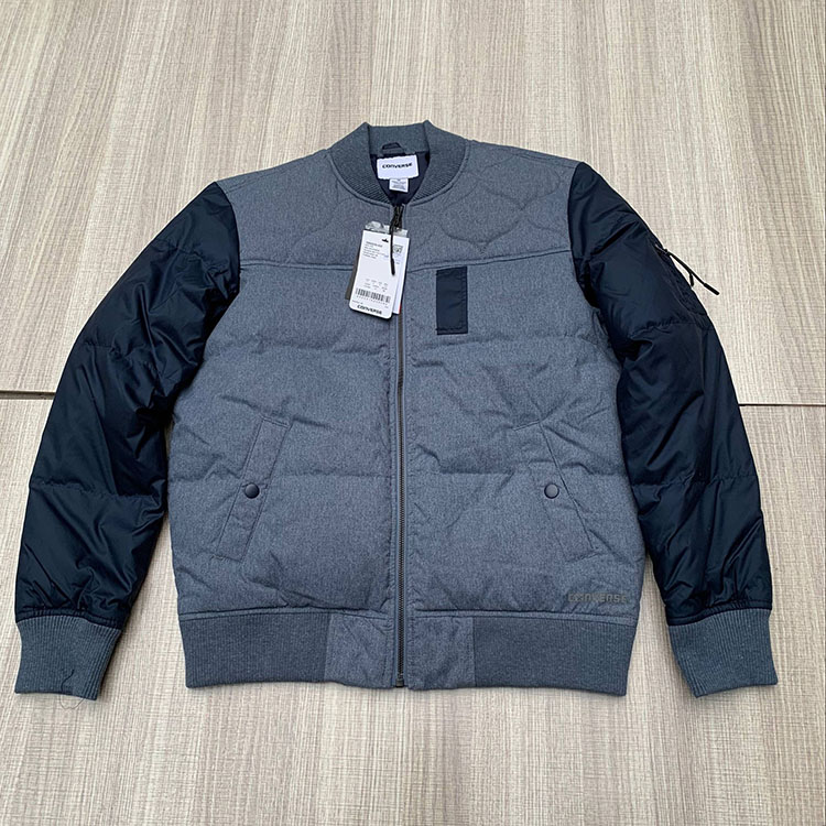 CONVERSE Converse nam xuống áo khoác màu xám xuống đồng phục bóng chày ấm áp ngắn 10003230-A02 - Thể thao xuống áo khoác áo phao nam hàng hiệu