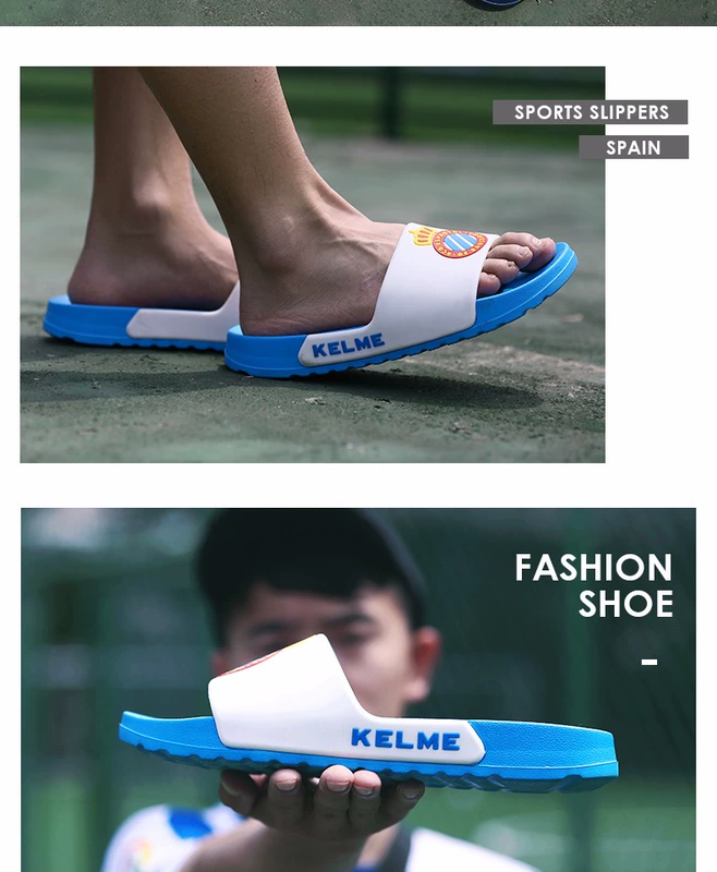 Dép KELME Karlie dép nam chống trượt dày dưới đáy mùa hè bóng đá thể thao giải trí Tây Ban Nha - Dép thể thao