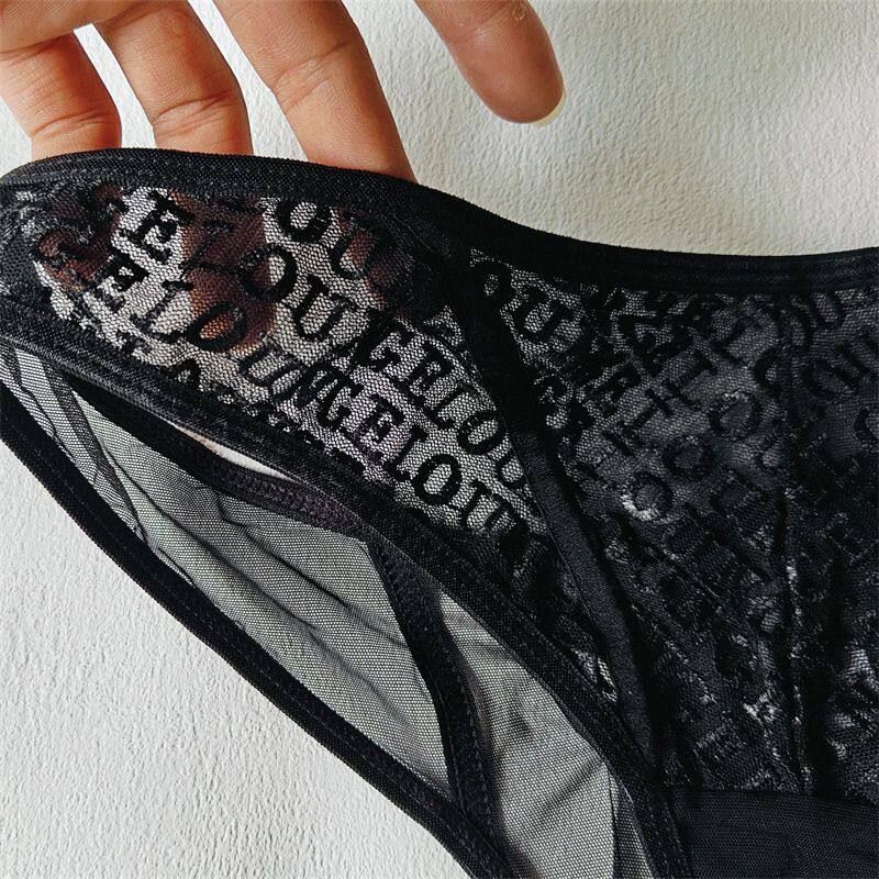 Стринги Женские 欧美轻奢 lounge高级感立体logo刺绣英文中高腰丁字裤小码内裤t裤