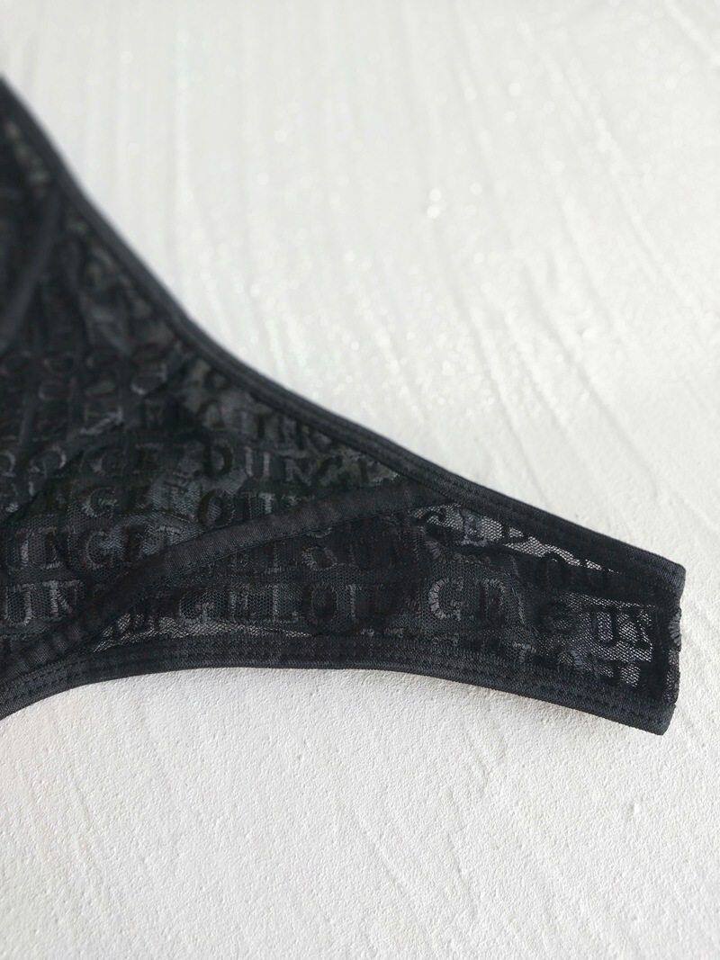 Стринги Женские 欧美轻奢 lounge高级感立体logo刺绣英文中高腰丁字裤小码内裤t裤