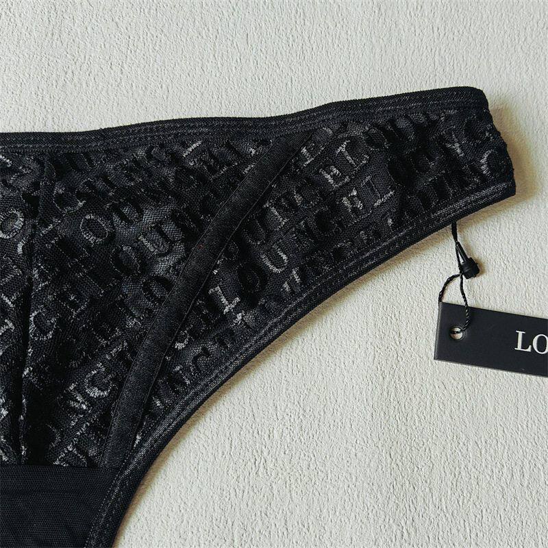 Стринги Женские 欧美轻奢 lounge高级感立体logo刺绣英文中高腰丁字裤小码内裤t裤