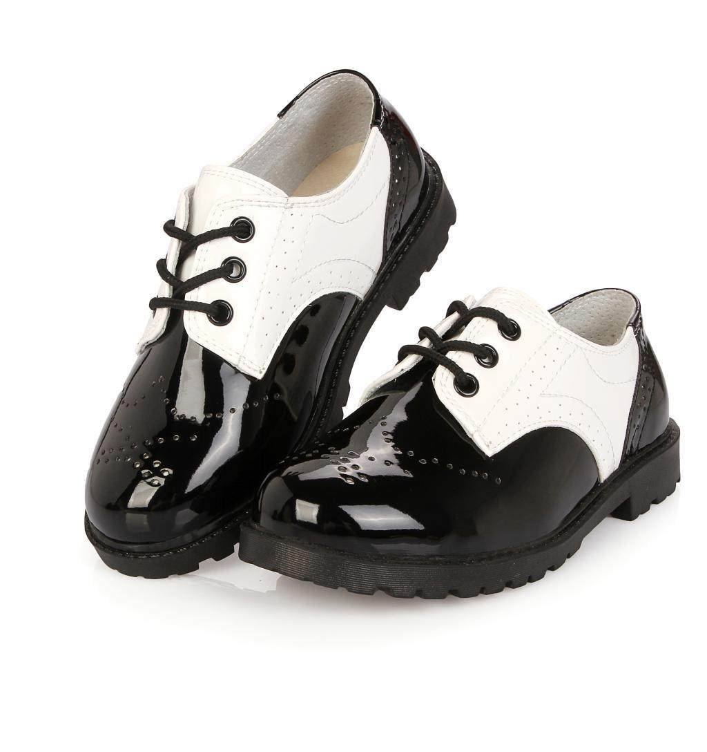 Boys spring leather shoes 2022 children's performance shoes 6 flower children's shoes students 7 black 8 plus velvet gift instrument 8 shoes school shoes