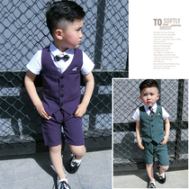 Boys summer dress 2022 new childrens short-sleeved suit Childrens Day Childrens Day small and medium-sized baby vest suit trendy