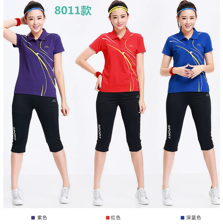 Mùa hè thể thao ngắn tay ve áo thun nữ kích thước lớn giản dị thoáng khí nửa tay trung niên áo polo - Áo phông thể thao