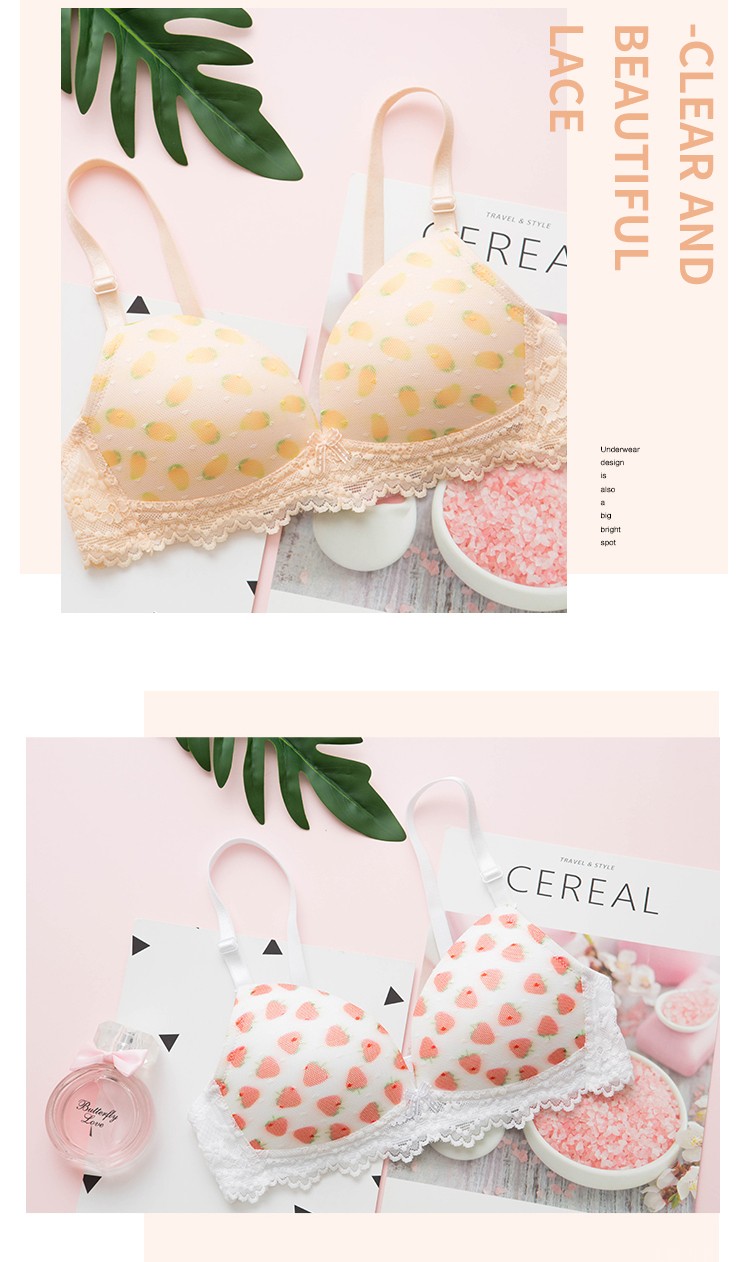 Bộ đồ lót nhỏ trong suốt phù hợp với mẫu nữ siêu mỏng không có vành được học sinh tập trung trên áo ren thoải mái áo ngực nhỏ mùa hè áo lót đúc