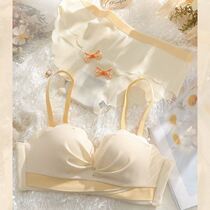 Lucky Vi Mini bra suit gathers the underwear of the underwear female high school student anti-slip-shoulder-free strap adjustment type