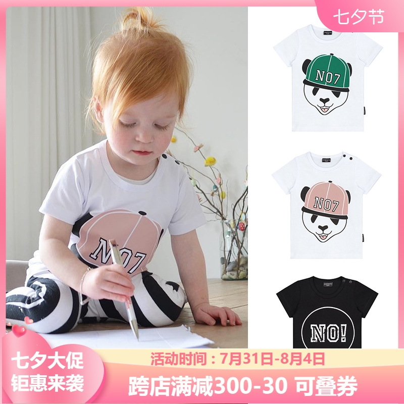 777 Netherlands Lucky No 7 Summer Boys and Girls Kids Baby Baby Black Thin Short Sleeve T-Shirt Top Round Neck