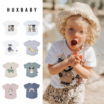 Cute Cool printing Australia huxbaby Childrens t-shirt Summer girls Top Summer short sleeve Boy baby childrens clothing Pure cotton