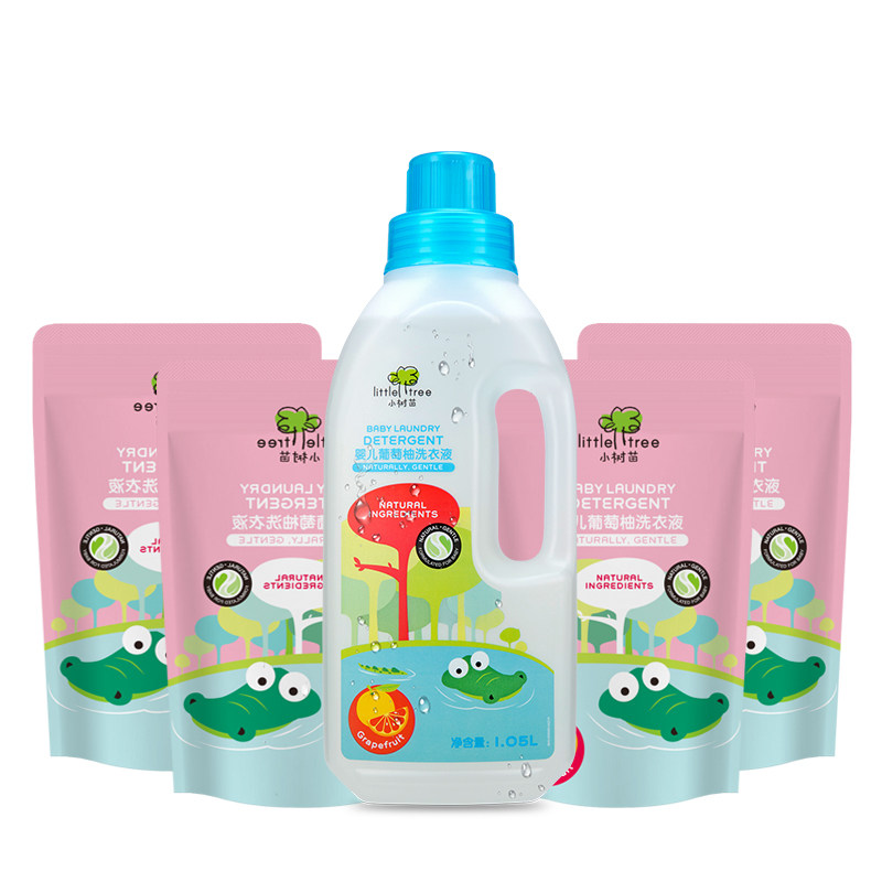 英国mumii入选大奖 Little Tree 小树苗 婴儿葡萄柚洗衣液 1050ml+500ml*3袋补充装 双重优惠折后￥19.9包邮
