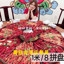 Crayfish big coffee plate creative seafood platter feast pot commercial plate restaurant special set plate 304 stainless steel