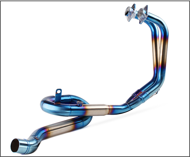 Sửa đổi xe máy Yamaha R3 thép không gỉ swing phần trước uốn cong R25 xe thể thao âm thanh mạ nửa ống xả màu xanh - Ống xả xe máy giá pô xe sirius