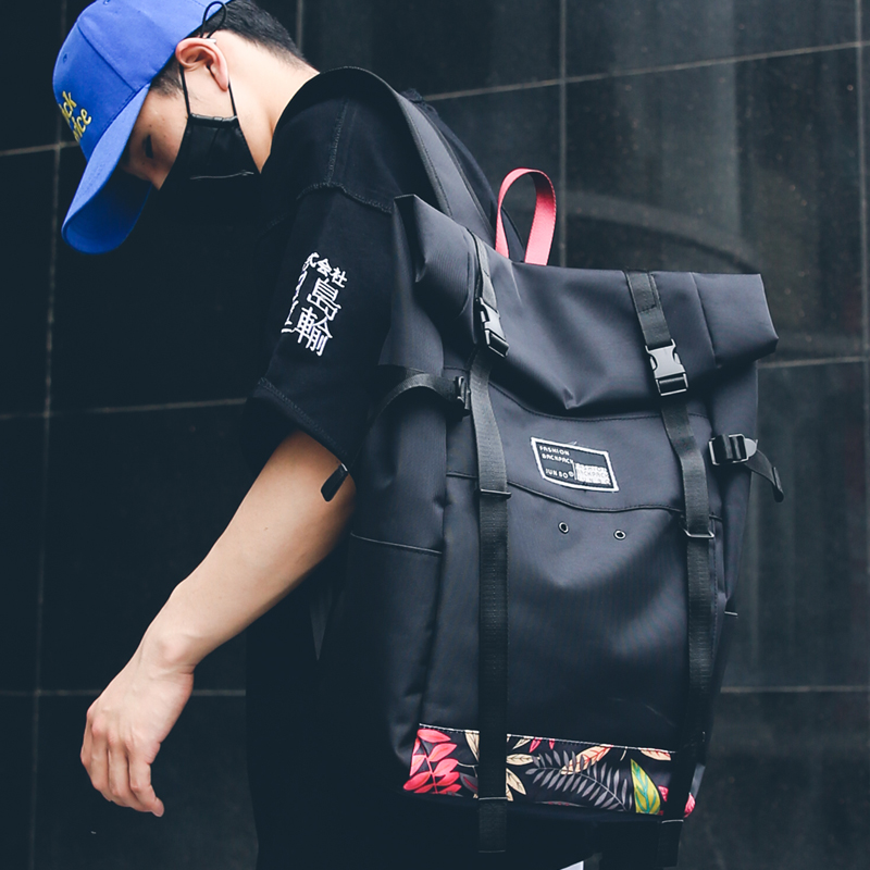 Backpack men's large-capacity student schoolbag male Korean fashion trend personality casual summer youth travel backpack