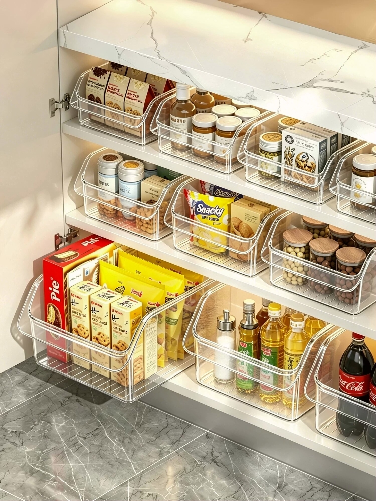 Cross-border New Kitchen Refrigerator Organizer Box Snack Miscellaneous Items Transparent Storage Basket Drawer Home Bedroom Desktop Organization
