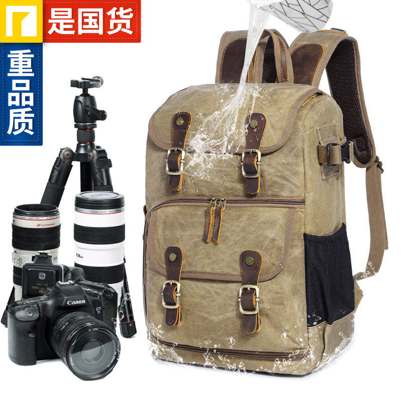 Photography bag camera single-eye shoulder photography bag waterproof large-capacity wax dyed British canvas backpack household outsourcing