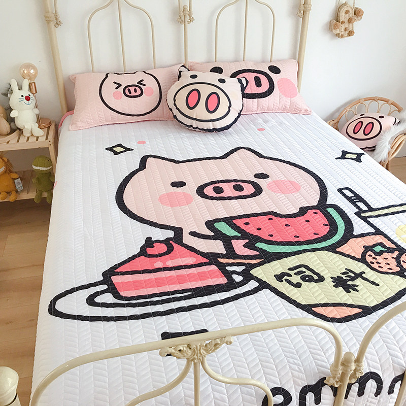 Korean Cartoon Washed Cotton Bed Cover Three Sets Double Clip Cotton Bed Cover Single Student Dormitory Bed Linen Foreign Trade Outlet