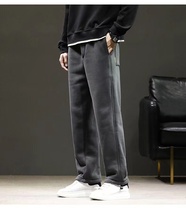 Winter plus velvet pants thickened Korean version of the Tide brand straight tube casual sports pants loose drawstring tie 4853-nd806