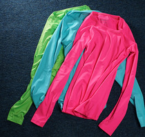 Candy color girl fit elastic quick dry breathable jogging yoga fitness sports round neck long sleeve T-shirt CG2-Q871