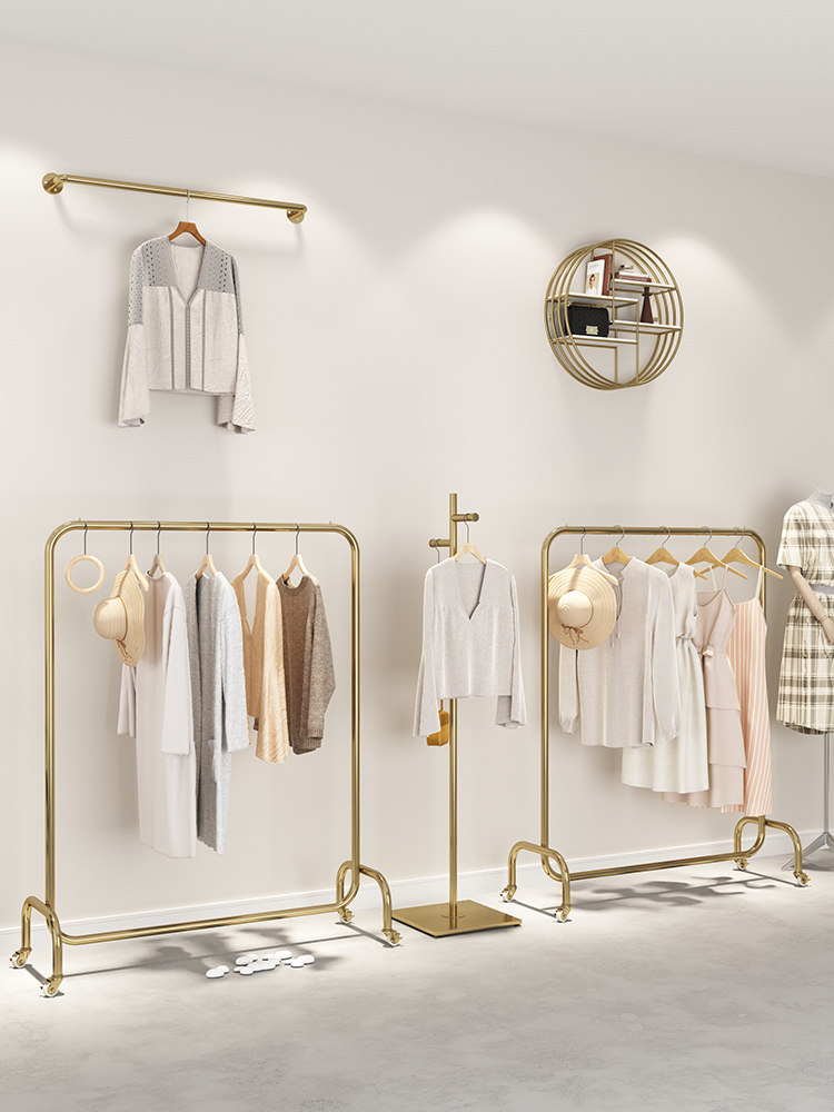 Women's special hanger net red clothing store display rack stainless steel titanium alloy clothes rack simple bedroom coat rack