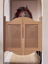 Pine solid wood door bathroom toilet partition half waist door kitchen balcony small door sliding door custom wooden grille