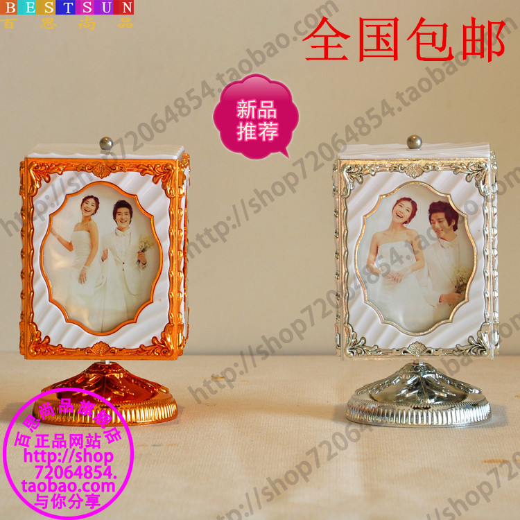 Photo Studio Korean Style 5inch Combination Rotating Music Box Wedding Photo Frame Display Stand