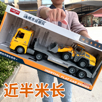 Large anti-fall music bulldozer forklift transporter Engineering car Set Childrens flatbed trailer toy car for boys