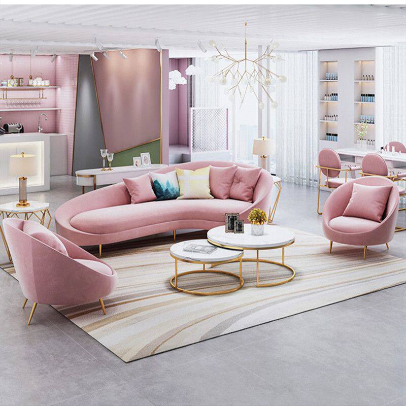 Nordic creative light luxury sofa simple modern clothing store beauty salon reception pink small sofa coffee table combination - Taobao