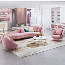 Nordic creative light luxury sofa simple modern clothing store beauty salon reception pink small sofa coffee table combination